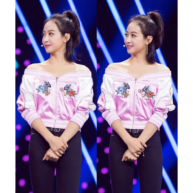 The Same Embroidery Flower Jinlong Baseball Suit Short Jacket Women 2019 Spring New Jacket Thin Women Coats and Jackets