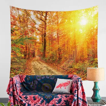

Warm Red Forest Home Furnishing Tapestry Wall Hanging Sandy Beach Picnic Throw Rug Blanket Camping Tent Travel Sleeping Pad
