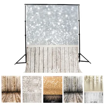 

Christmas Photographic Background Silver Golden Sparkles Wood Flooring Vinyl Backdrop Fond Studio Photo for Children Newborn