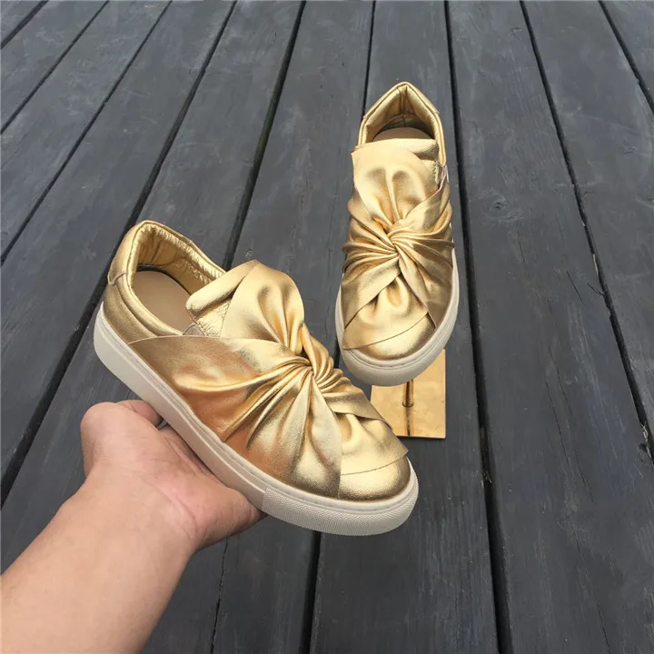 Bow Tie Leather Women Flats Slip On Women Casual Shoes Chic Gold Black White Color Women Shoes Sneakers Low Top Fashion Loafers Bow Tie Leather Women Flats Slip On Women Casual Shoes Chic Gold Black White Color Women Shoes Sneakers Low Top Fashion Loafers