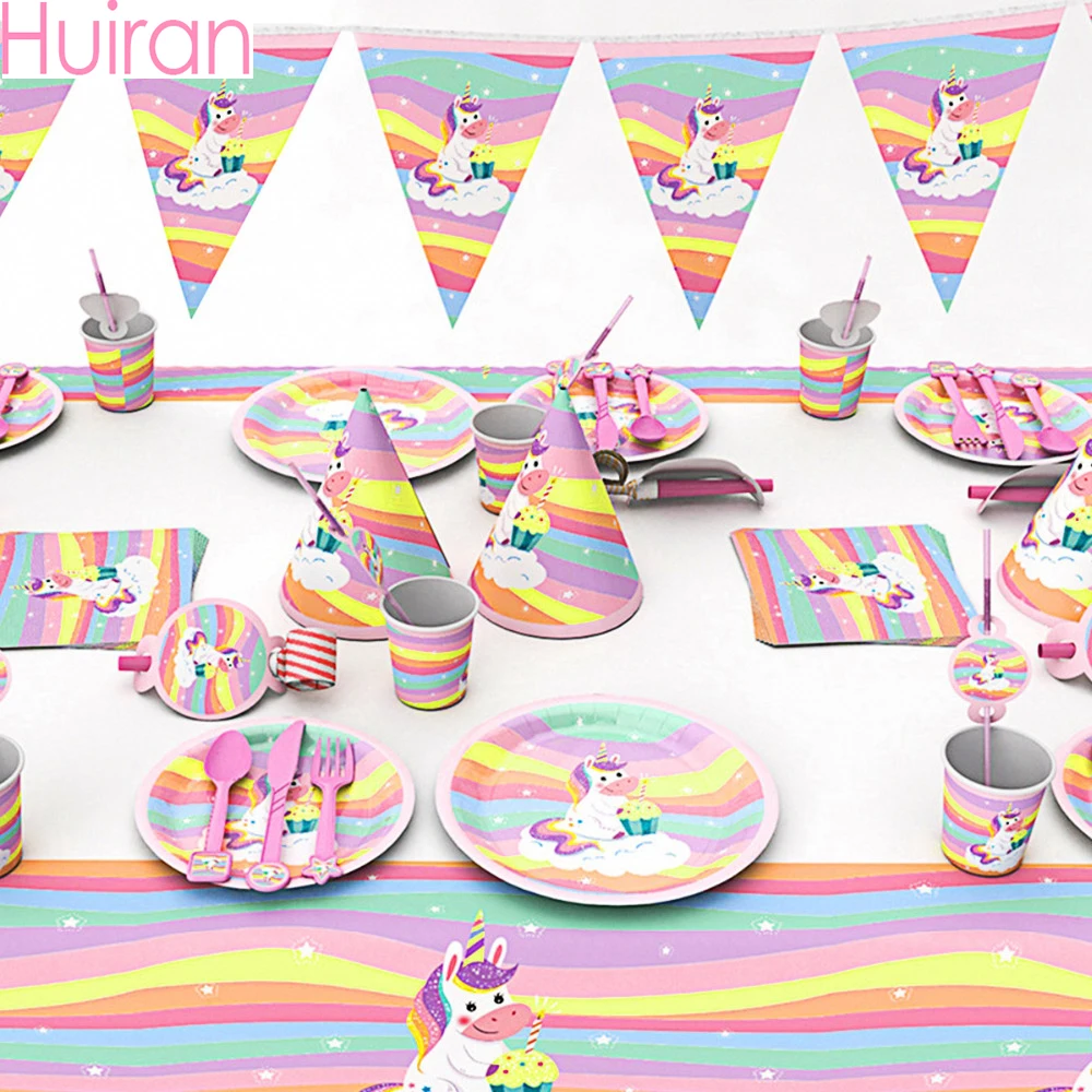 

HUIRAN Unicorn Party Decorations Unicorn Birthday Party Supplies Unicornio Party Balloon Set Girl Deco Baby Shower Decorations