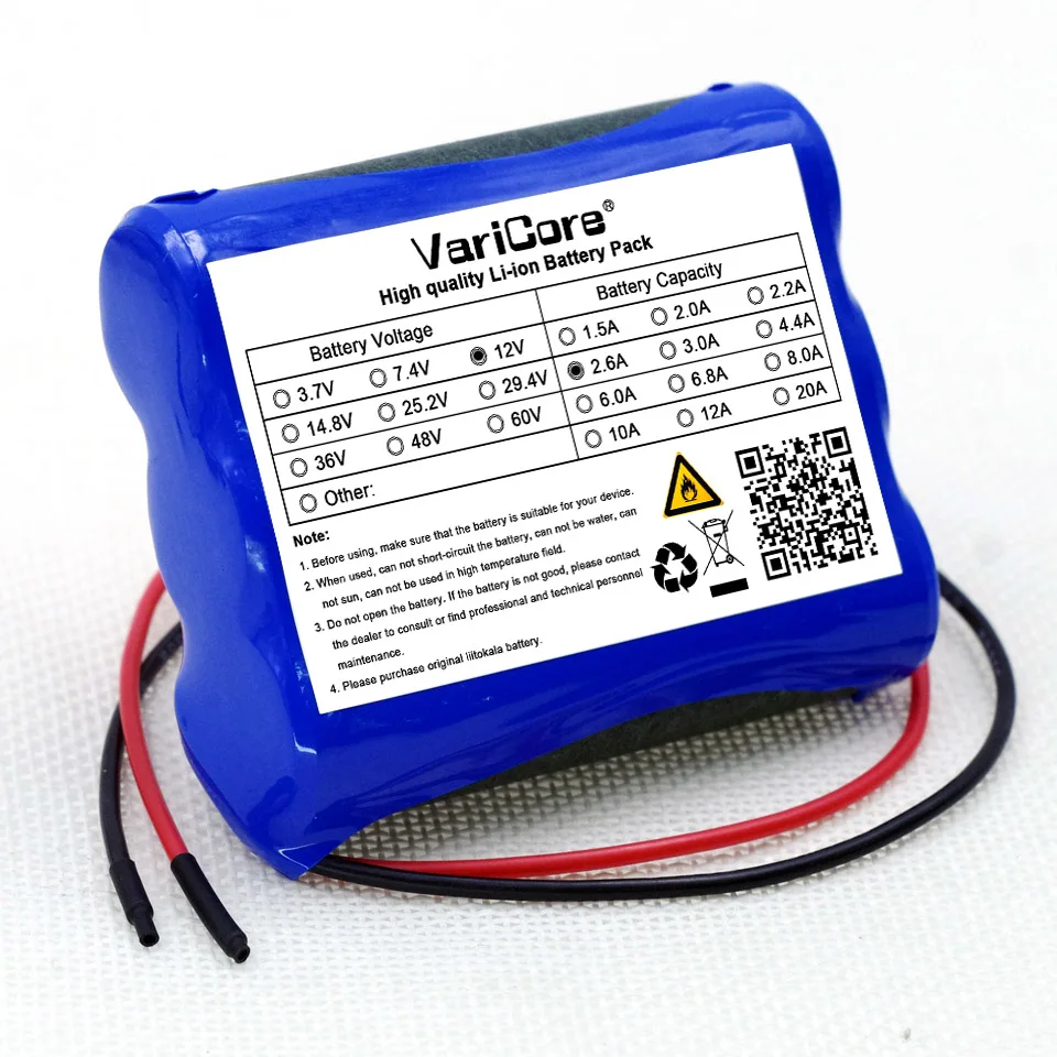 

VariCore New 12V 2600mAh 18650 Lithium Ion Battery CCTV Camera Battery 12.6V to 11.1V 2.6A