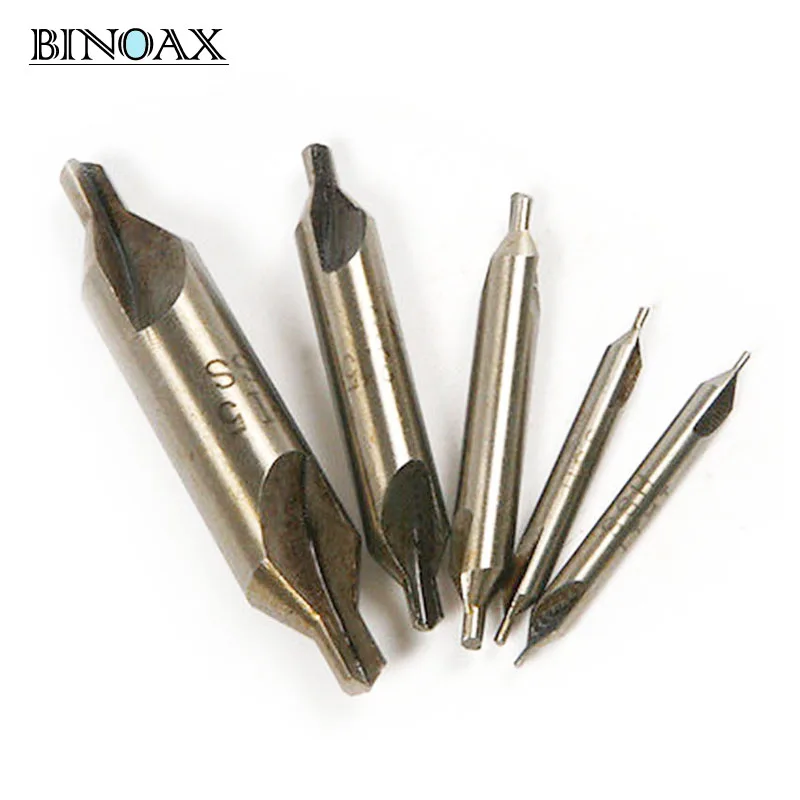 Binoax 5Pcs/set HSS Combined Center Drills Bit Countersinks 60 Degree