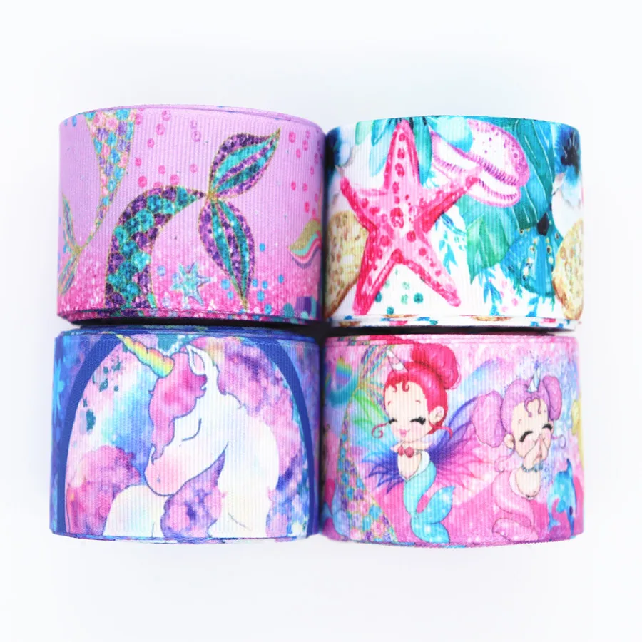 

10 Yards Grosgrain Ribbon Mermaid Printed Ribbon 1.5" 38MM For Hair Bows DIY Crafts Handmade Accessories M19040604