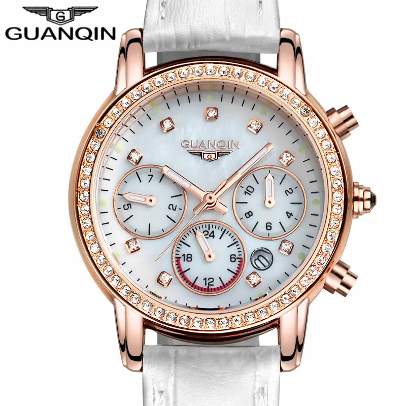 Relogio feminino diamond GUANQIN роскошный ювелирный бренд Модные женские светящиеся кожа