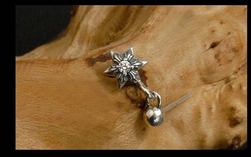 Чистый 925 пробы серебряные серьги звезды модные панк Jewelry серьги стержня для Для мужчин и Для женщин специальный подарок 1246