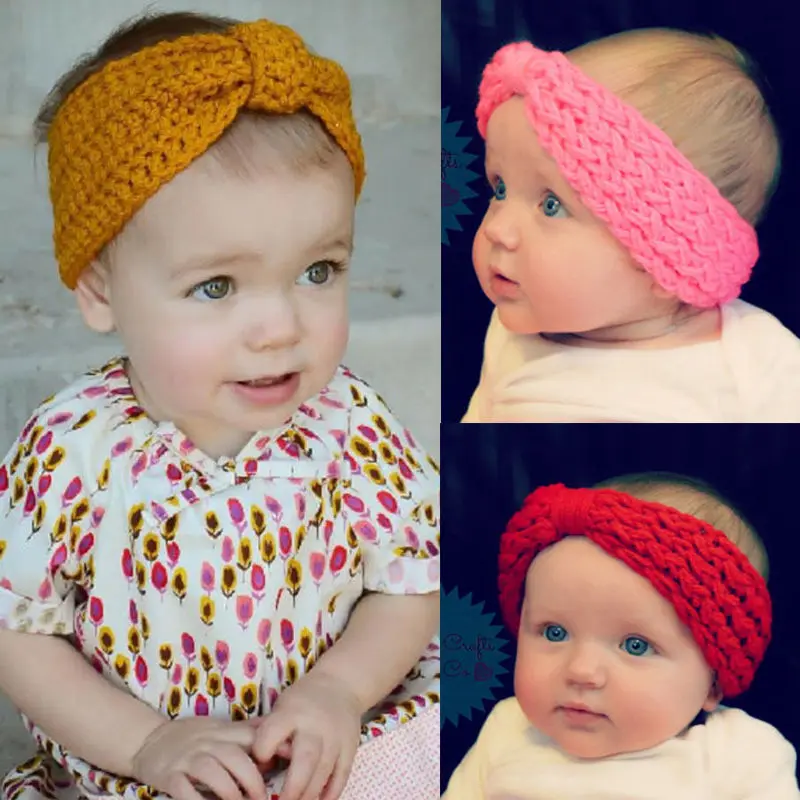 Pudcoco/Детские шапки США для маленьких девочек, теплая повязка вязаный крючком волос повязка голову бантом ная крючком накидка с ушками