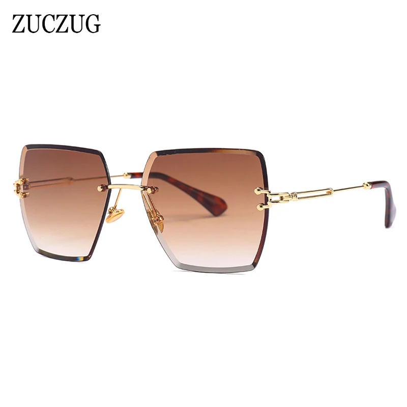 

ZUCZUG Square Rimless Sunglasses Women Brand Designer Gradient Lens Sun Glasses Female Frameless Diamond Cutting Lens Eyewear