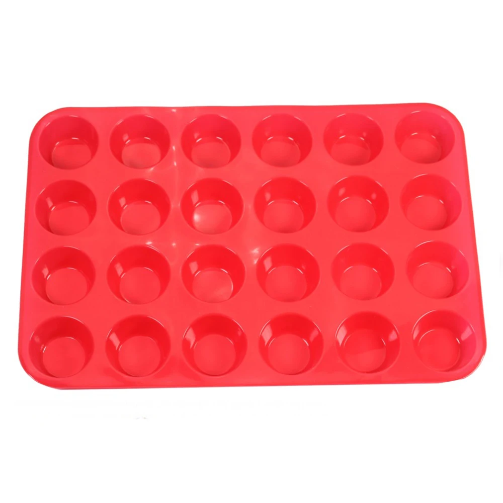 

Silicone Mini Muffin Mold, Cupcake Baking Pan 24 Cup Size, BPA Free, Non Stick, Easy To Clean and Heat Resistant