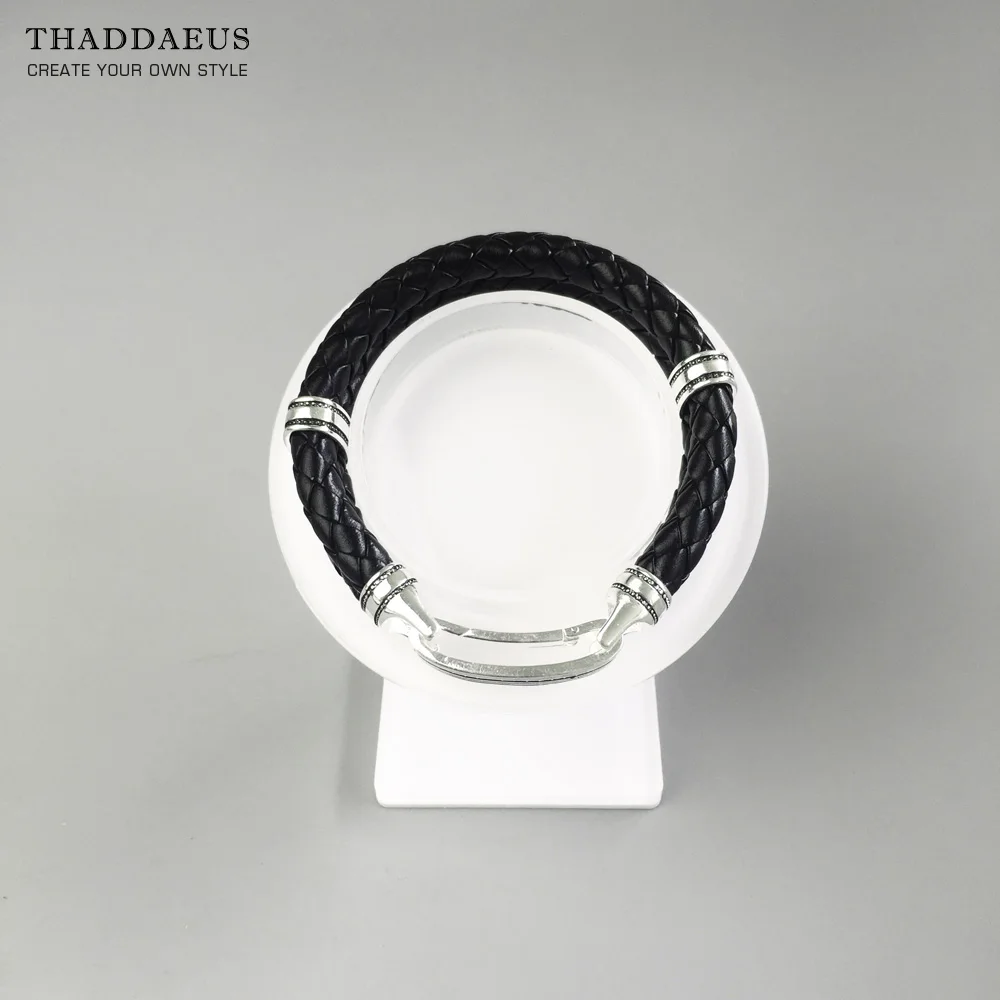 Черные кожаные браслеты манжеты в европейском стиле подарок для мужчин и женщин