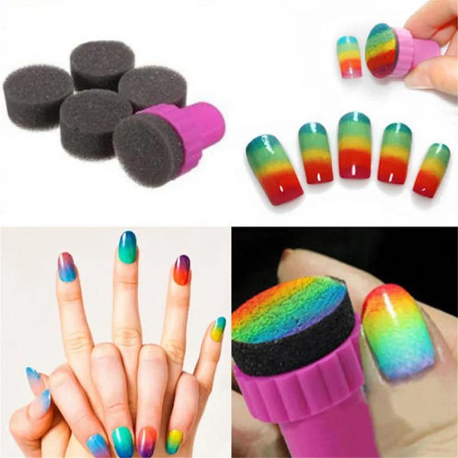 

3set Nail Art Sponge DIY Tool Template Transfer Stamper Polish Stamping Manicure Gradient Change Color Makeup Replacement