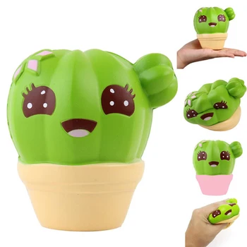 10CM Jumbo Kawaii Squishy Cartoon Smile Face Cactus Potted Plants Bread Cream Scented Soft Slow Rising Cake Phone Strap Toy Gift 10cm kawaii rainbow rabbit bunny squishy slow rising jumbo cartoon soft squeeze sweet bread cake kid toys gift decor dropshiping