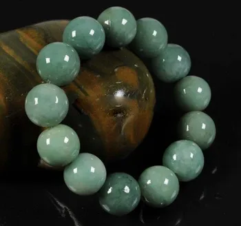 

FINE Certified A Grade (Oil-Green jadeite) Carved 16-17mm Bead Bracelet