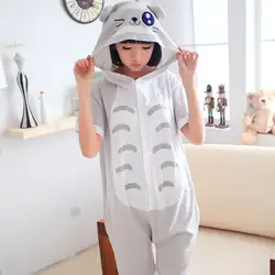 Женщины Тоторо Onesies Пижама сезон весна-лето девочек животных мультфильм с короткими рукавами хлопковые пижамы прекрасная пара домашнего