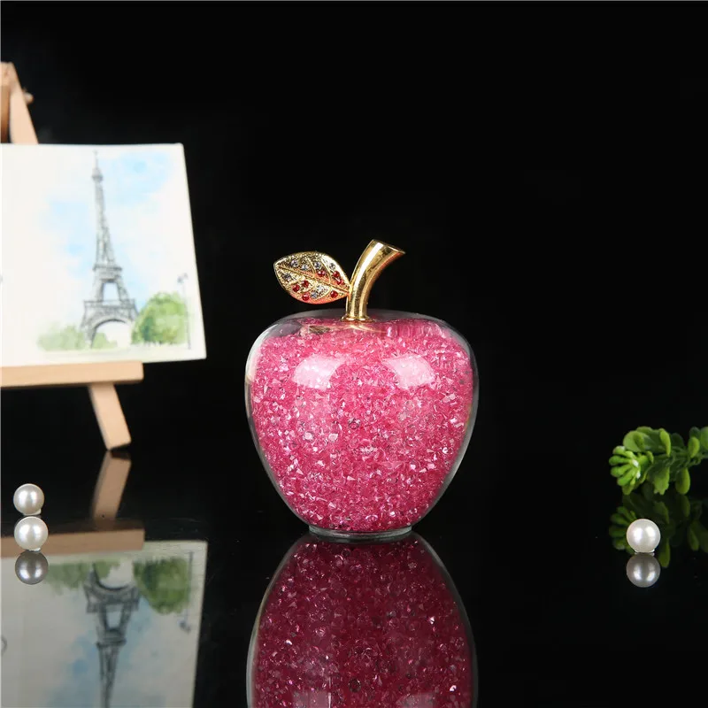 Crystal Apple presse-papier artisanat art collection cristal fruit décoratif vert