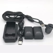 For Xbox 360 Wireless Game Controller Gamepads Replacement Battery Pack with Charging stand charging cable 2x4800mAh