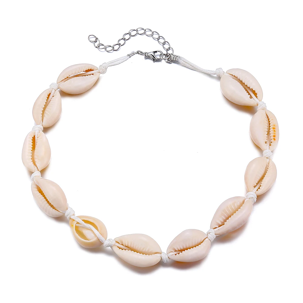 Boho Shell Choker Necklace for Women Girls New Handmade Braided Rope Chain Shell Choker Ocean Beach Shell Jewelry Dropshipping