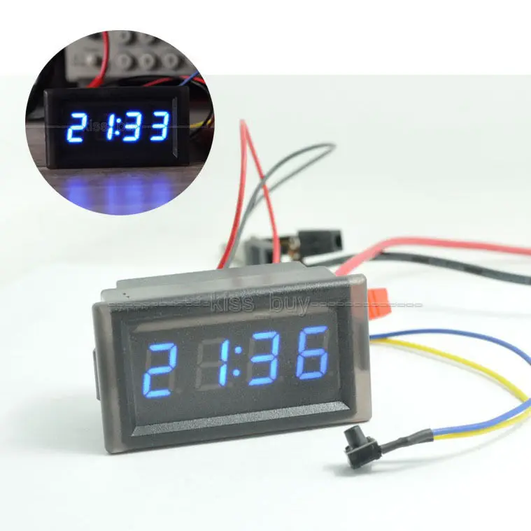 

Waterproof Digital blue LED clock Watch timer DC 12v 24V Car Motorcycle Scooter Bike electronic clock