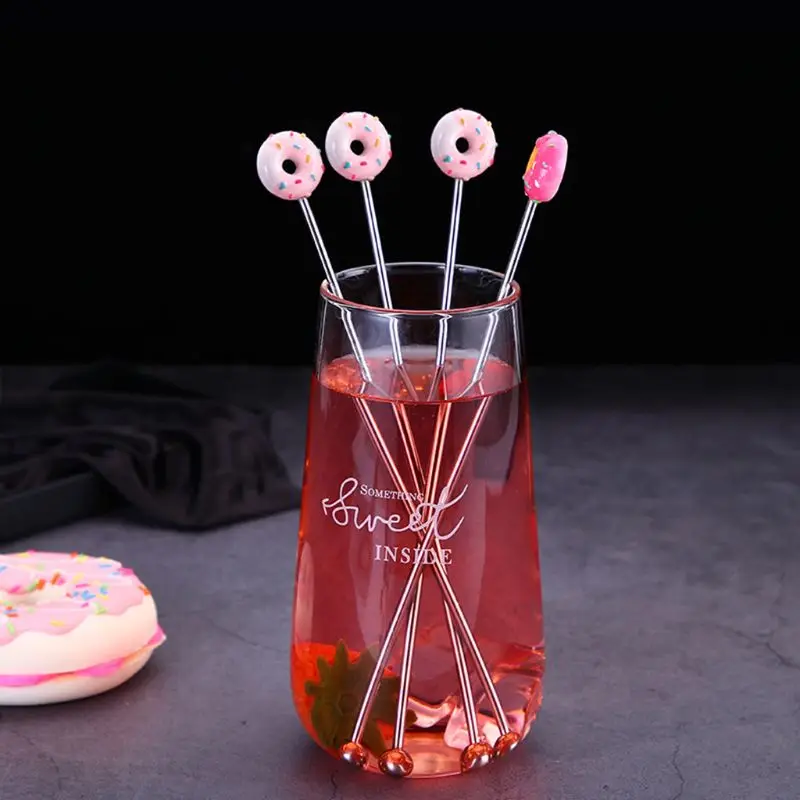 Нержавеющая сталь Swizzle Stick с круглая форма для пончиков головы смешивания коктейльные мешалки для кофе вино бар аксессуары