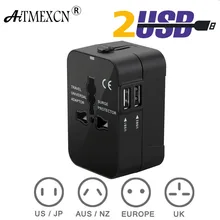 Travel Adapter Worldwide All in One Universal Travel Adaptor Wall AC Power Plug Adapter Wall Charger with Dual USB Charging Port