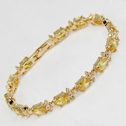 

2 choices Wholesale new arrive Beautiful inlay 18kgp/silver plated yellow crystal bless chain bracelet fashion jewelry #b18