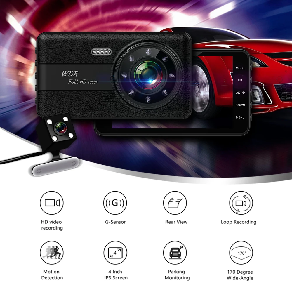 Eaglecam новый видеорегистратор Full HD 4 0 дюймов 1296P Автомобильный с двумя объективами