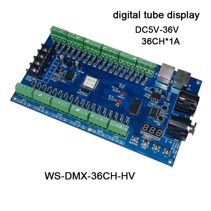 Цифровой трубчатый дисплей, DC5V-36V, 3CH/4CH/12CH/18CH/24CH/36CH DMX512 декодер, RGB/RGBW светодиодный контроллер для светодиодной ленты светильник светодиодный модуль