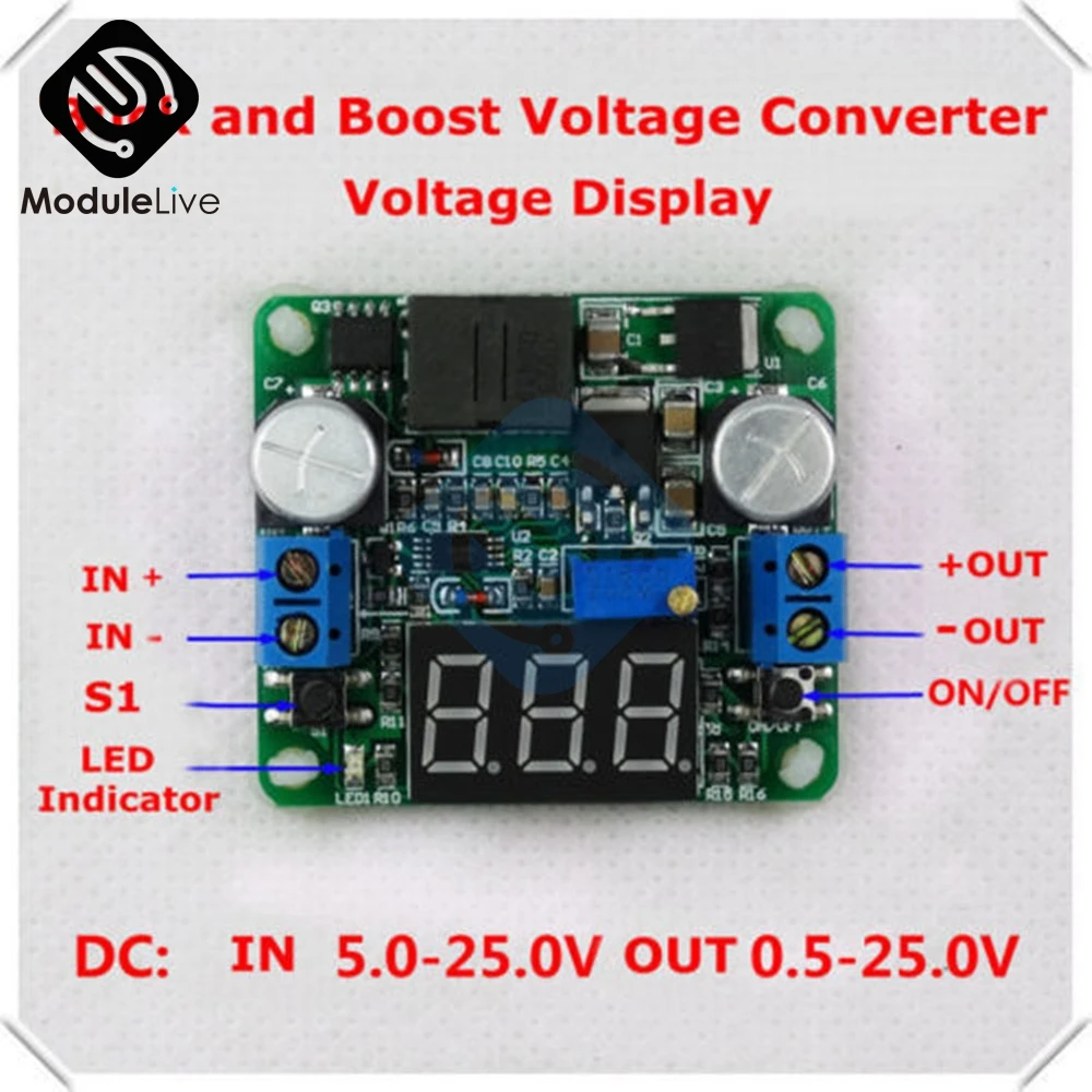 25W 2A DC 5 25V 12V до 0 v 24V дисплей напряжения Регулируемый понижающий модуль питания
