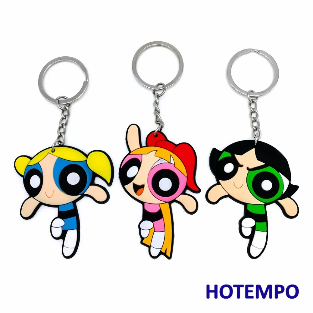 

Powerpuff Girls Soft PVC Action Figure Blossom Bubbles Buttercup Magnetic Sticker Luggage Pendant Toys Keychains Toys
