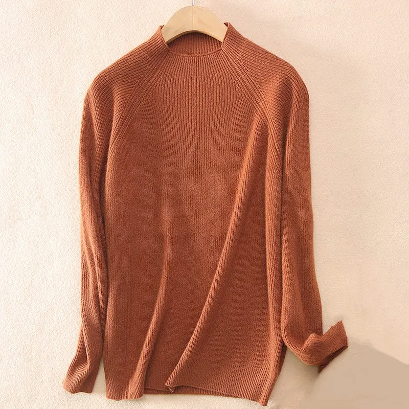 LHZSYY Autumn Winter New high collar Cashmere Sweater Fashion solid color tight Wool knit pullover short Sweater soft Warm Shirt