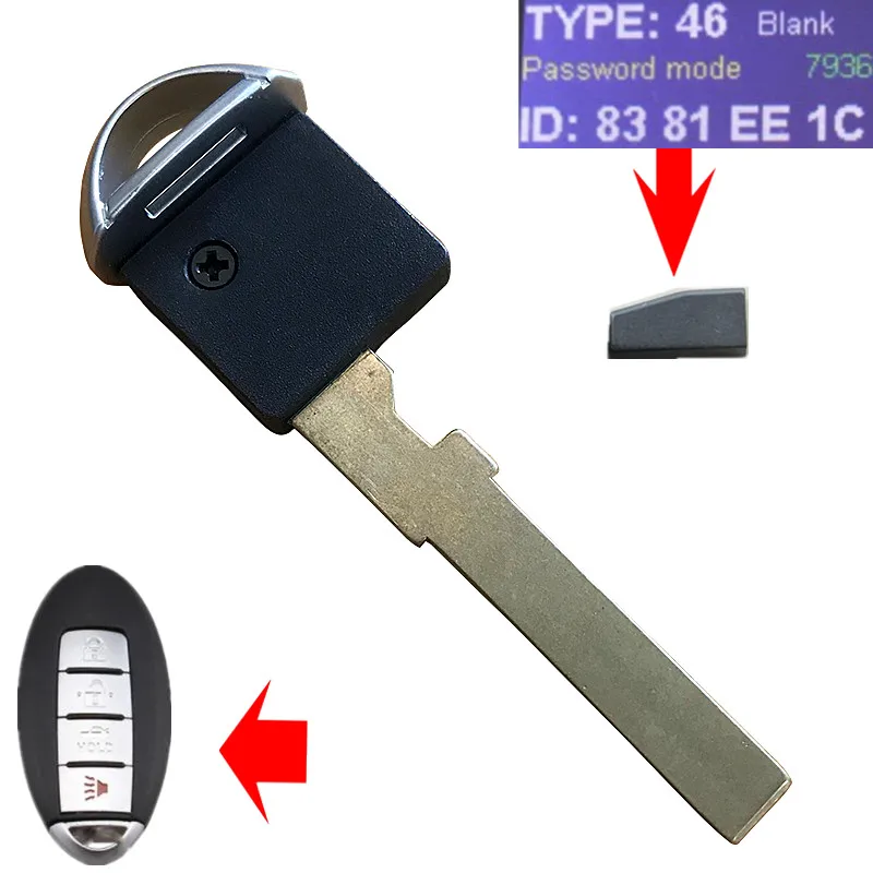Prox Smart Key дистанционного ключа без ключа аварийная вставка Uncut лезвие с ID46 чипом транспондера для Nissan Infiniti Alitma куб «Армада»