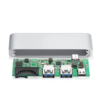 

CARPRIE USB Hub Aluminum Alloy 5in1 Type C To USB3.0+Type C+Card Reader Adapter Hub Hub Splitter For Macbook Iphone For Windows