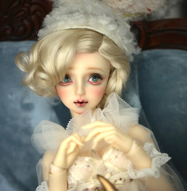 

New Bjd Doll Wig 1/3 21-23cm Pale golden Short curly hair Monroe Short hair 8-9'' BJD MDD Doll Wig