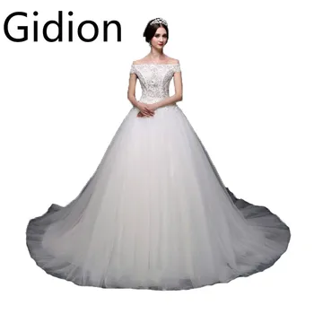 

Robe De Soiree ball gown off the shoulder sexy fashion wedding dress lace appliques with flower beaded cheap wedding dresses