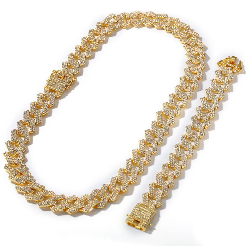 UWIN 20 мм зубец-Майами, кубинская Сеть ожерелье и браслет и набор полный со льдом Стразы NE+ BA Мужские Ювелирные изделия Хип-хоп для подарка