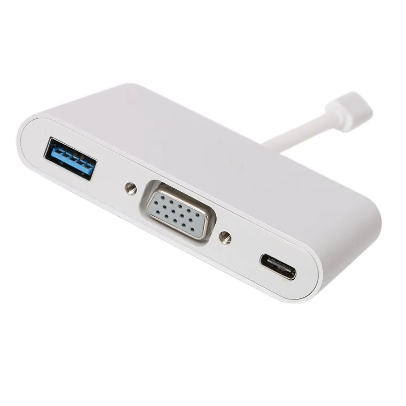 USB 3,1 type-C для VGA/USB3.0/type C адаптер конвертер Кабель USB 3,0 концентратор преобразователь, зарядное устройство, адаптер для Macbook USB-C