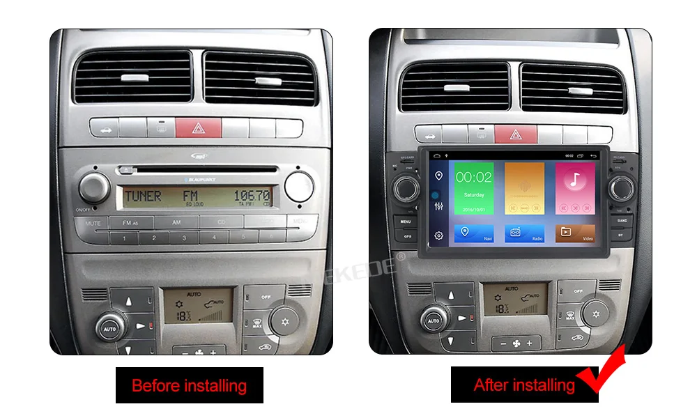Perfect Car Multimedia player GPS Android8.1 Android9.1 Car Radio 1 Din DVD For Fiat/Grande/Punto/Linea 2007-2012 Radio FM steering 16