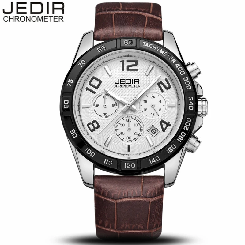 

JEDIR Watches Men 2017 Quartz Watch Military Sport Chronograph Clock Male Leather Band Wristwatch relogio masculino gift N94