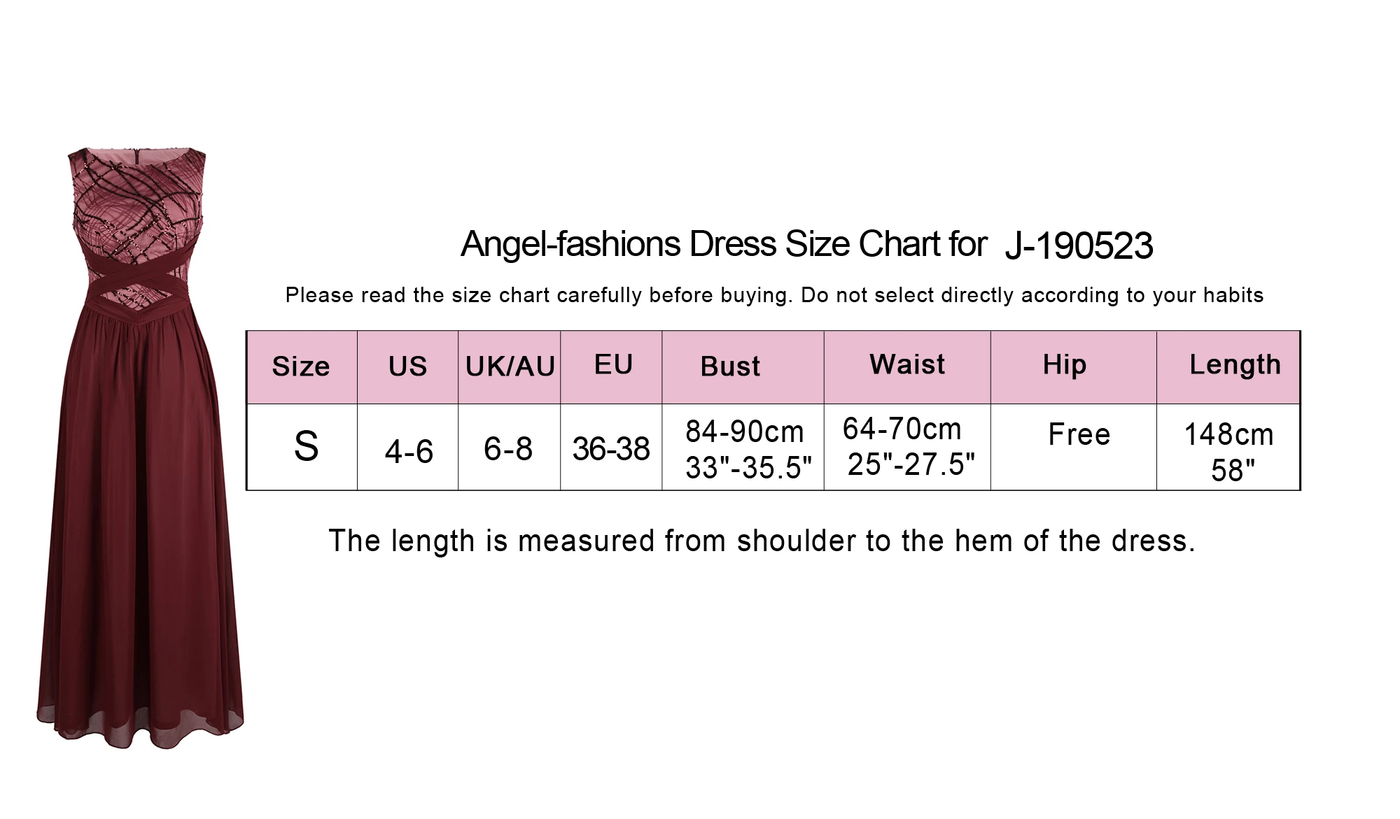 Angel-fashions женские длинные гофрированные шифоновые платья трапециевидной формы с круглым вырезом, пайетками и перекрещивающимися крест-накрест, винно-красные J-190523-S