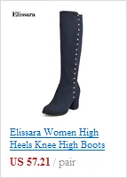 Elisara/женская зимняя обувь на молнии сапоги до колена, большие размеры 33-45, обувь из искусственной замши женские зимние сапоги из шерсти