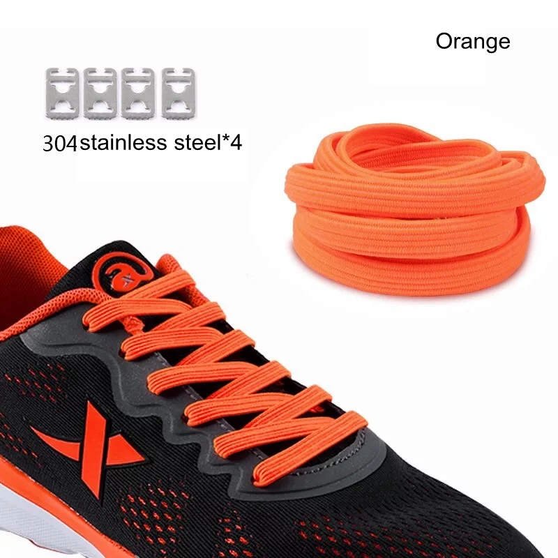 Orange 1 пара 100 см эластичные шнурки простые плоские шнурки обуви без галстука удобные быстрые шнурки для отдыха на открытом воздухе кроссовки ленивые шнурки - Цвет: Orange