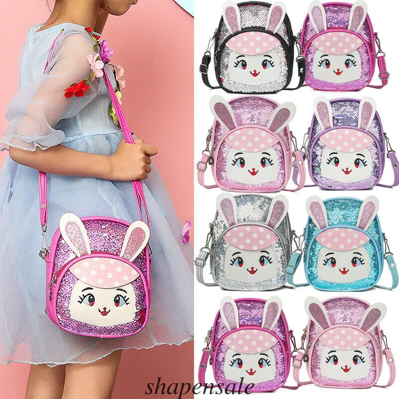 

Pudcoco Baby Girl School Backpack Kids Girl Sequin Bunny Backpack Shoulder Bag Satchels Rucksack Travel Bag