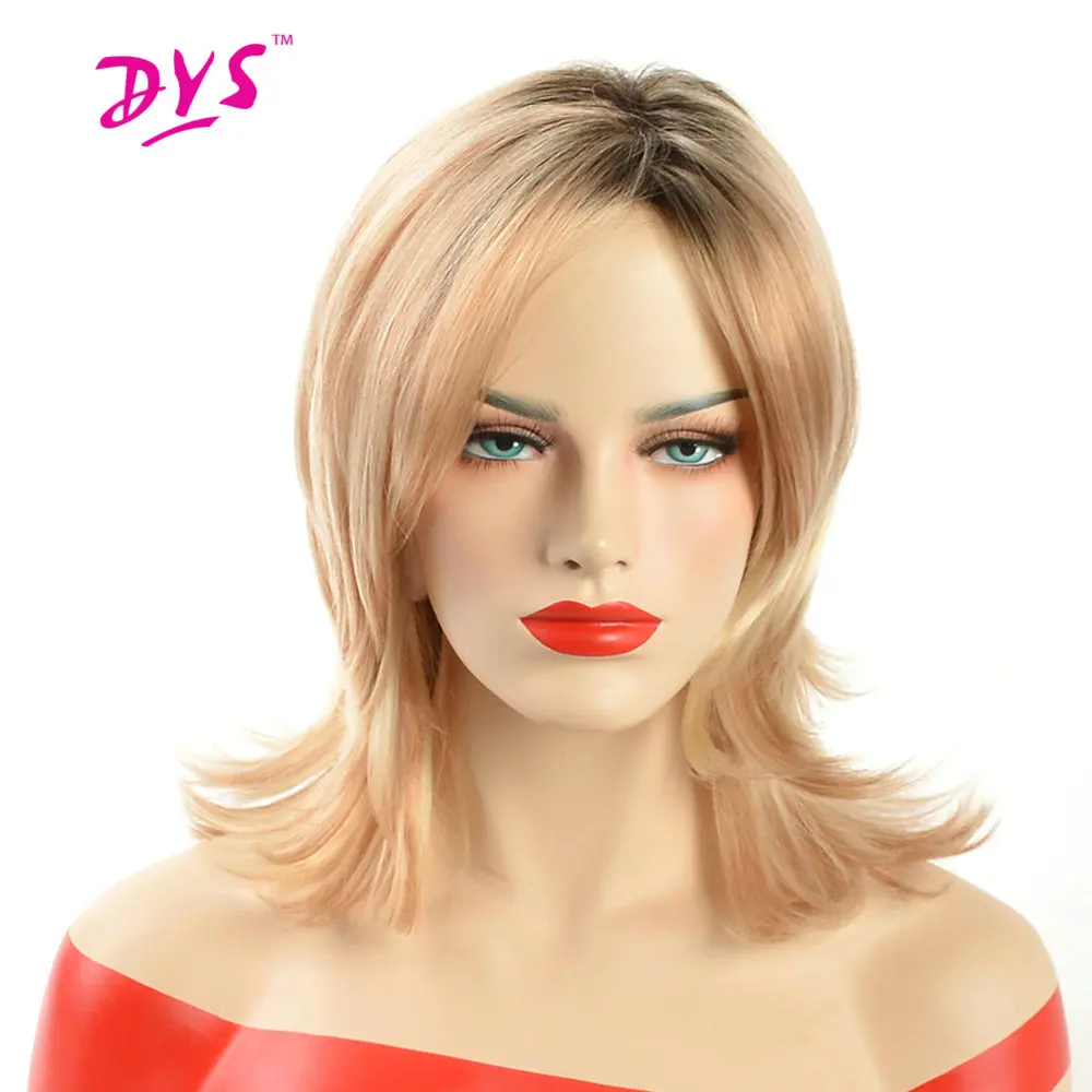 Deyngs Ombre Short Blonde Synthetic Wigs Body Wave Hair For Black Women Two Tone Black Root Natural African Amercian Hair Wigs body-wave : image Deyngs Ombre Short Blonde Synthetic Wigs Body Wave Hair For Black Women Two Tone Black Root Natural African Amercian Hair Wigs body-wave