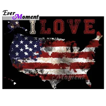 

Ever Moment Diamond Painting I Love America Flag Handmade Full Square Drill 5D DIY Art Rhinestone Diamond Embroidery 3F1912