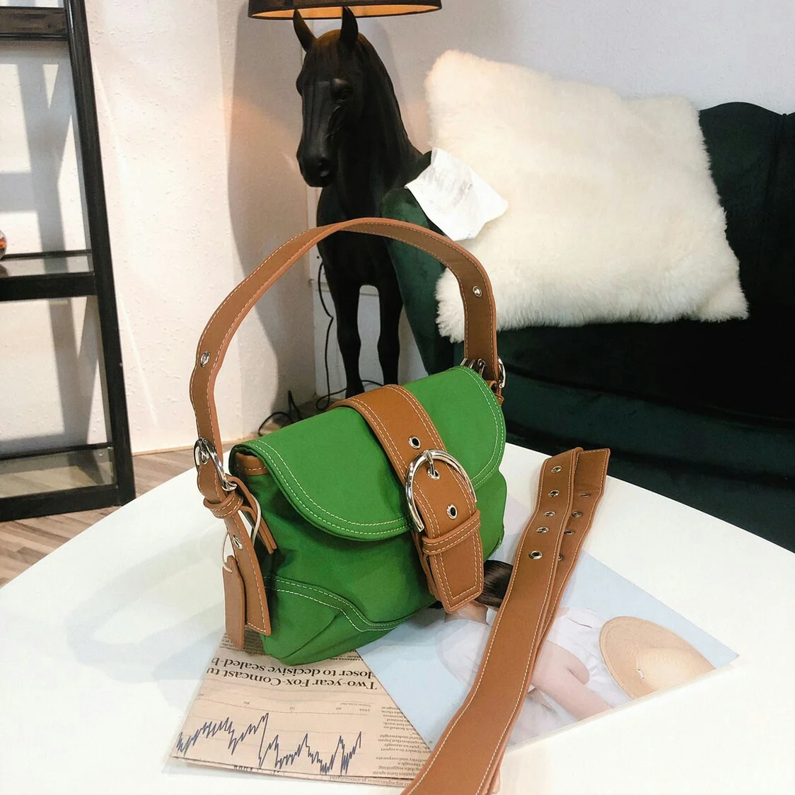 designer Women Canvas Bag Cotton Single Shoulder Bag Casual Crossbody Shoulder Bag For Lady Korean Style Chic Bag Solid Color