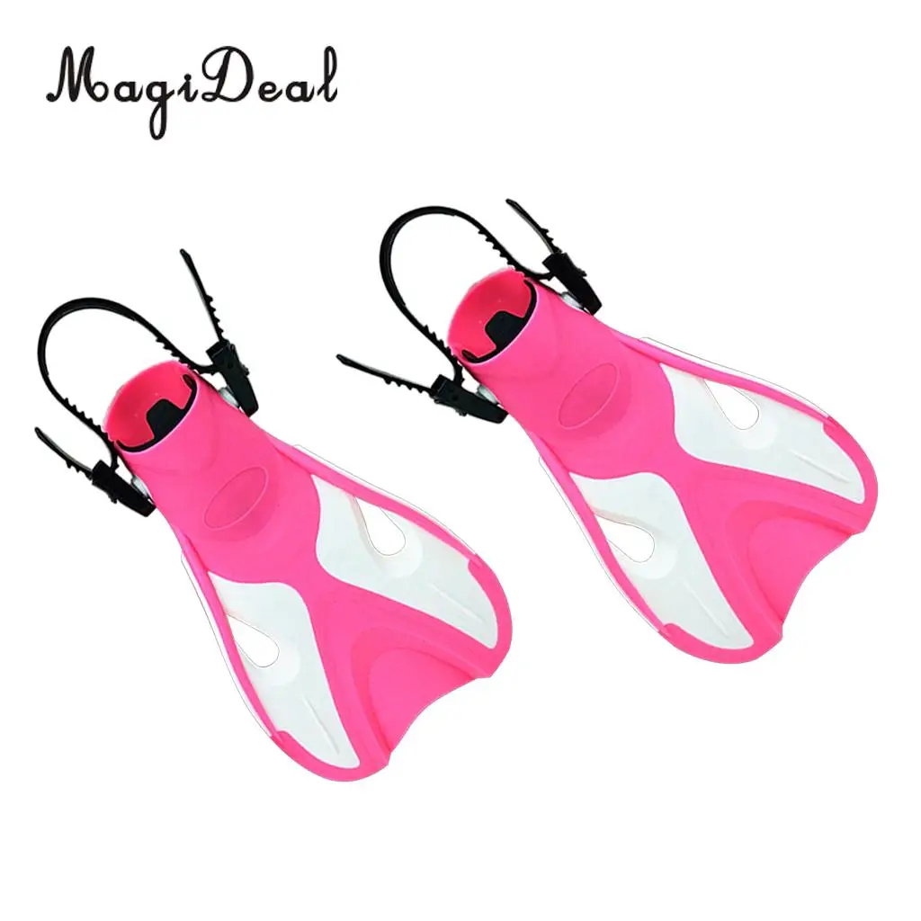 Swim Fins Short Training Open Heel Adjustable Snorkel Flippers For Kids Water Sports Snorkeling Scuba Diving Swimming Pool Acces
