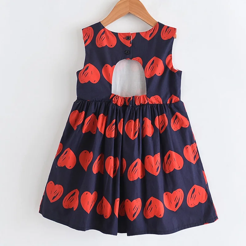 LOVE DD&MM Girls Dresses Summer New Children's Wear Girls Sweet Full Print Love Fashion Backless Sleeveless Vest Dress