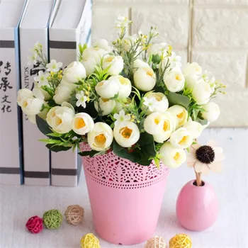 

Fake Spring Camellia Bunch (5 stems/piece) Simulation Tea Rose for Wedding Home Showcase Decorative Artificial Flowers