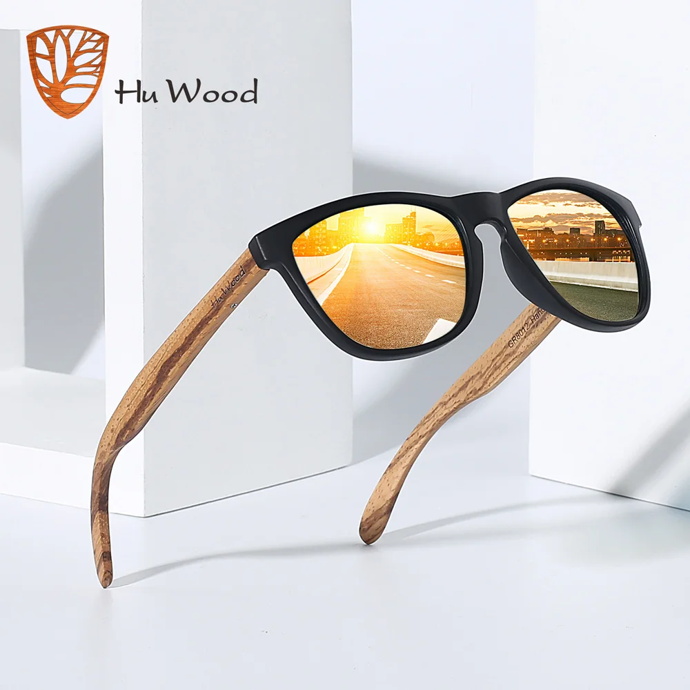 Мужские бамбуковые солнцезащитные очки HU WOOD брендовые дизайнерские с градиентными линзами для вождения UV400