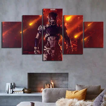 

5 Piece Canvas Paintings Mass Effect Andromeda RPG Game Poster Fantasy Wall Art for Home Decor